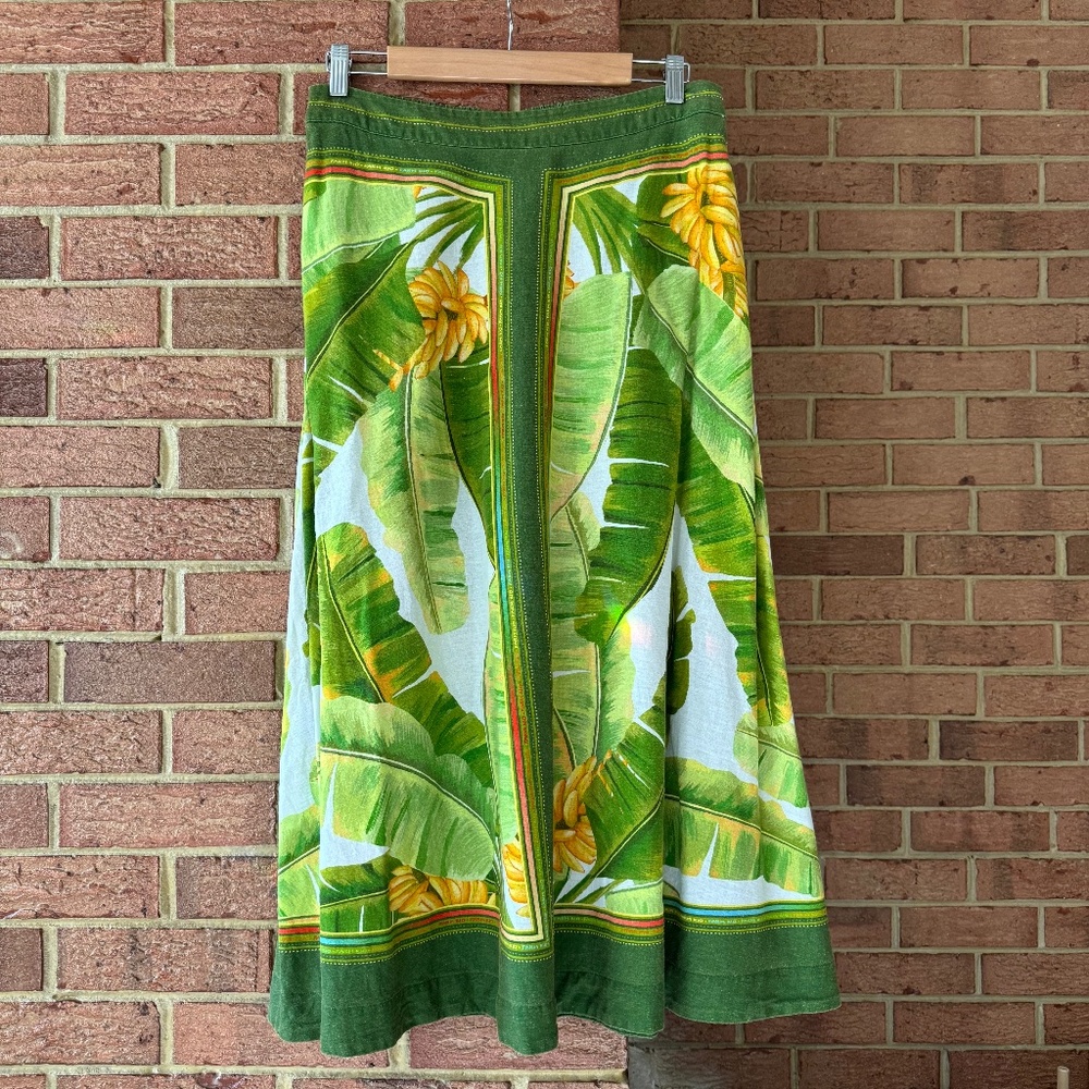 Farm Rio Fresh Forest Scarf Midi Skirt